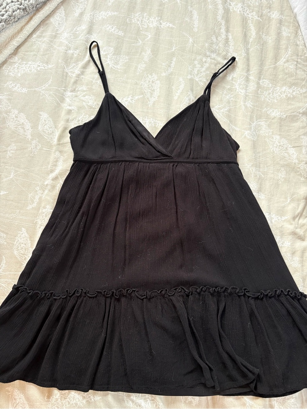 Black V-Neck Spaghetti Strap A-Line Dress